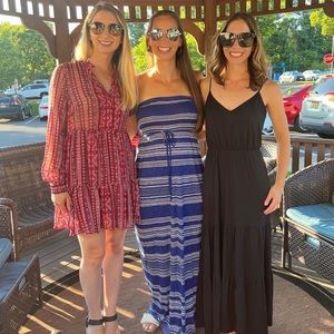 Maternity blue striped maxi dress